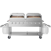 60 in. 8-Burner Commercial Outdoor Propane Gas Grill with Two 30 in. Pizza Ovens in Stainless-Steel, ETL Listed (CGKIT6-P30P30)